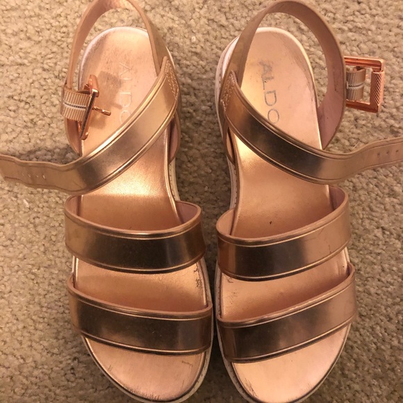 aldo rose gold platform sandals